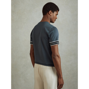 REISS DUNE Mercerised Cotton Striped Short Sleeve T Shirt